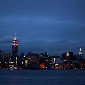 The Empire State Building is lit in rainbow colors during the celebration of the annual