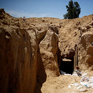 An entrance to a tunnel which Israels military said it had discovered is seen just