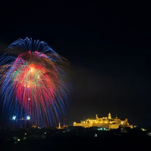 Fireworks explode over the town of Victoria on the Maltese island of Gozo during celebrations Fireworks explode over the town of Victoria on the Maltese island of Gozo during celebrations