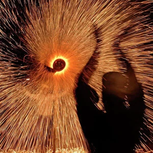 Fireworks are seen during Independence Day celebrations in Allahabad