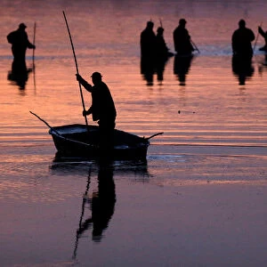 Fishermen set out to begin the traditional carp haul near the town of Trebon