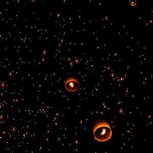Floating lanterns are pictured during the festival of Yee Peng in the northern capital of