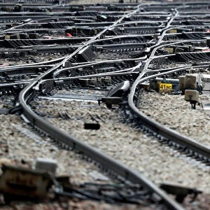 French state-owned railway company SNCF tracks are seen at Montparnasse train station in