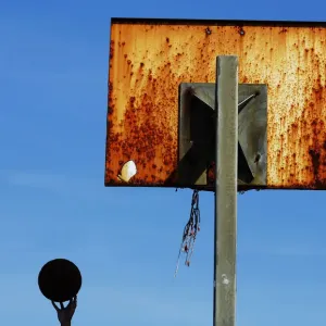 A game of basketball is played on Brighton beach in southern England