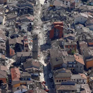 A general view after earthquake that levelled the town in Amatrice