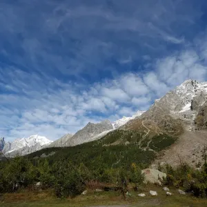 A general view of the Italian side of the Mont Blanc massif area