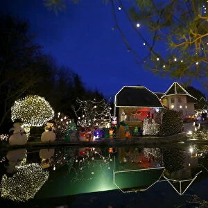 A general view shows Christmas decoration at a country house estate in the village