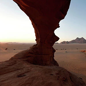 General view shows the mountains in the desert at Al-Kharza area of Wadi Rum in the south
