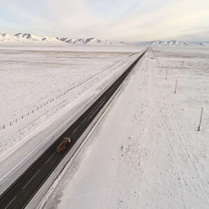A general view shows the R257 federal highway in the Republic of Tuva