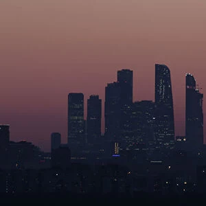 A general view shows the skyscrapers of the Moscow International Business Centre during