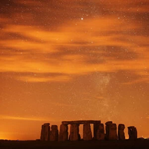 A general view of Stonehenge during the annual Perseid meteor shower in the night sky in