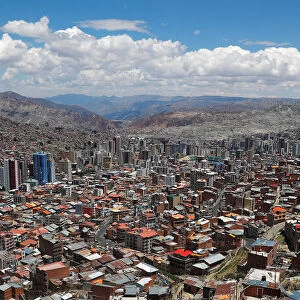 A general view from the Teleferico cable car shows the city of La Paz
