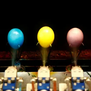 Hard-boiled eggs are coloured on the production line at the Schloegl egg company in Hard-boiled eggs are coloured on the production line at the Schloegl egg company in