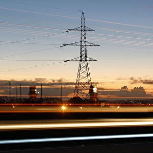High-voltage power lines are seen next to highway of Puchuncavi city