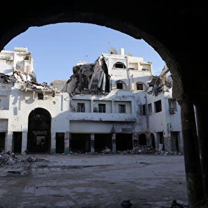 Historic building, that was ruined during a three-year conflict, is seen in Benghazi