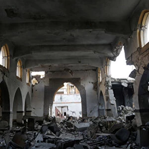 Historic building, that was ruined during a three-year conflict, is seen in Benghazi