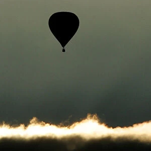 A hot air balloon passes over Northamptonshire during the 2005 Northampton Balloon Festival