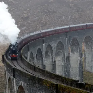 The Jacobite steam train crosses the Glenfinnan Viaduct in Scotland The Jacobite steam train crosses the Glenfinnan Viaduct in Scotland