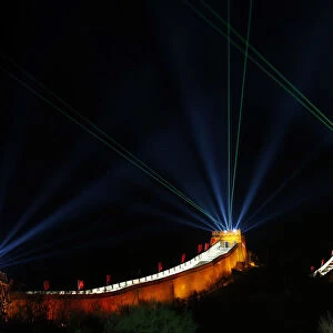 Light and laser illuminate the Great Wall of China to celebrate the new year at the
