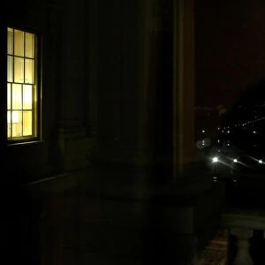 A light shines in the window of Senate Majority Leader Mitch McConnells (R-KY