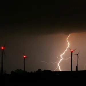Lightning bolt strikes during a thunderstorm over the eastern German village Schleiz Lightning bolt strikes during a thunderstorm over the eastern German village Schleiz