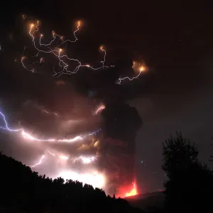 Lightning bolts strike around the Puyehue-Cordon Caulle volcanic chain near southern Lightning bolts strike around the Puyehue-Cordon Caulle volcanic chain near southern