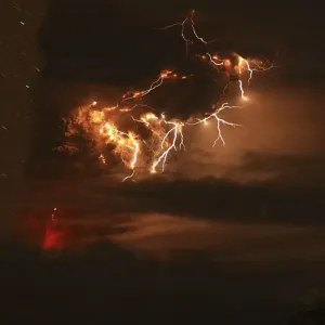 Lightning bolts strike around the Puyehue-Cordon Caulle volcanic chain in the Patagonia Lightning bolts strike around the Puyehue-Cordon Caulle volcanic chain in the Patagonia