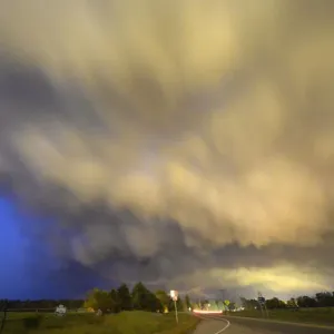 Low-level thunderstorm supercell passes over the area of Hampton Low-level thunderstorm supercell passes over the area of Hampton