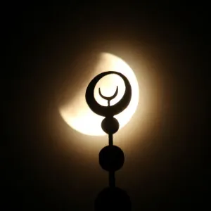 The moon is seen during a partial lunar eclipse in Yevpatoriya The moon is seen during a partial lunar eclipse in Yevpatoriya