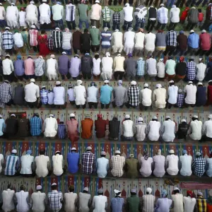 Muslims attend Eid al-Fitr prayers at Kashmiri Takiya Jame mosque in Kathmandu
