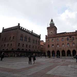 Palazzo d Accursio ( or Palazzo Comunale) is seen in Maggiores square downtown Bologna