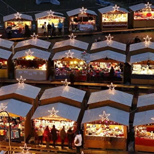 People visit the the traditional Christmas market in Einsiedeln