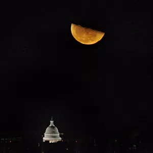 The Third Quarter moon rises over the U. S