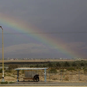 A rainbow appears near the West Bank city of Jericho
