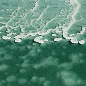 Salt formations are seen in this aerial view of the Dead Sea