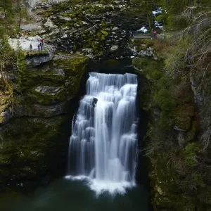 The Saut du Doubs waterfall is seen on the border between Switzerland and France in The Saut du Doubs waterfall is seen on the border between Switzerland and France in