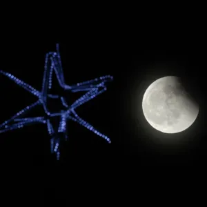 The shadow of the Earth falls across the face of the Moon above Russias far eastern city The shadow of the Earth falls across the face of the Moon above Russias far eastern city