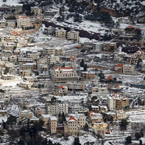 Snow covers the Lebanese village of Baskinta