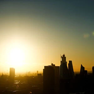 The sun rises during the Summer Solstice, seen from atop the London Eye, in London