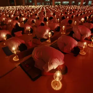 Thousands of Thais and Buddhist monks light candles as they pray for Japans earthquake Thousands of Thais and Buddhist monks light candles as they pray for Japans earthquake