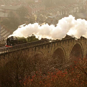 The Tornado steam locomotive is seen carrying her first passengers through Durham