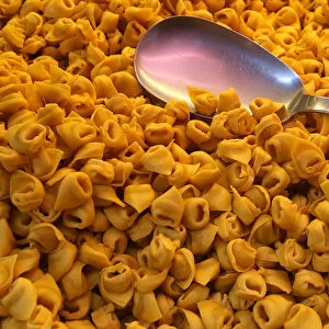Tortellinis a traditional Italian pasta from Bologna are seen in a deli shop downtown