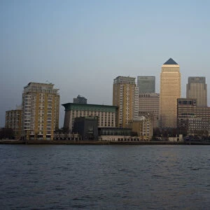 A view of Canary Wharf on the River Thames in London