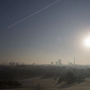 A view of the city is seen from Primrose Hill on a frosty morning in London
