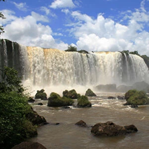 View of the Iguazu Falls from the Brazilian side of the Iguazu River that delimits