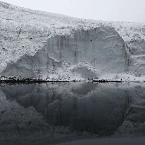 A view of the lake formed by meltwater from the Pastoruri glacier, as seen from atop