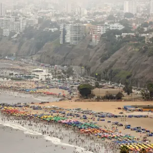 A view of Lima is seen from the top of Morro Solar hill in Limas district of Chorrillos