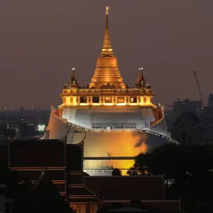 Wat Saket Temple is seen during dusk in Bangkok Wat Saket Temple is seen during dusk in Bangkok