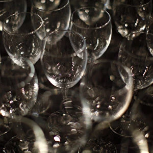 Wine glasses for guests are displayed at the Cushnie et Ochs Fall 2009 collection