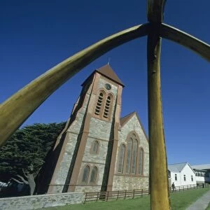 Falkland Islands, Port Stanley, Christ Church and Whale Bone Arch